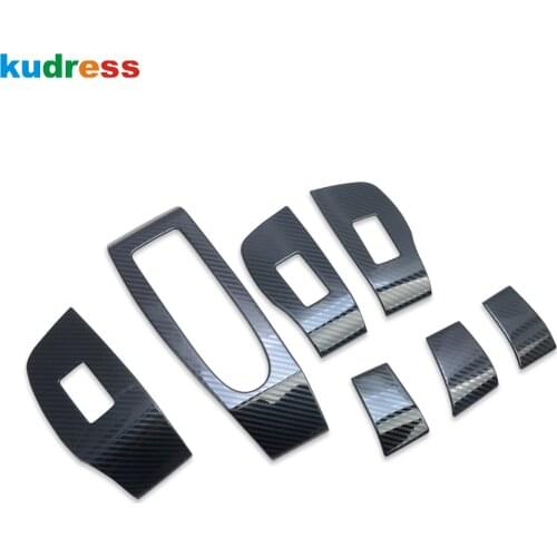 For Mazda CX30 CX-30 2020 2021 2022 Steel Carbon Fiber Door Window Lift Switch Panel Cover Trim Car Interior Accessories 7pcs
