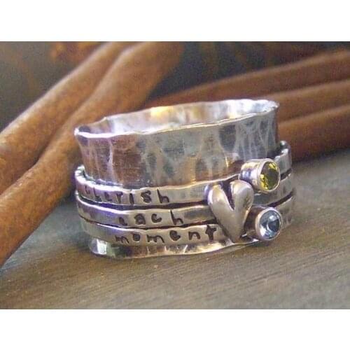 925 STERLING SILVER STONE AGE COLLECTION HEART TAŞLARIM RING