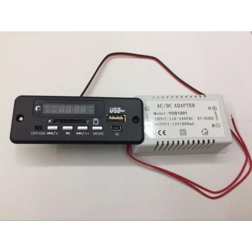 12V / 1A adapter MP3 decoder board U disk SD card FM radio digital display decoder board