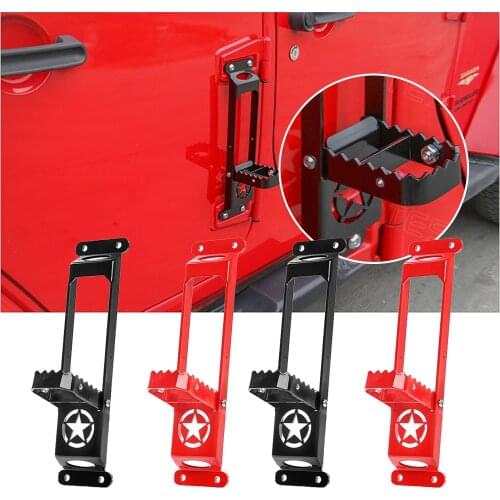 Car Exterior Door Hinge Panels Foot Pegs for Jeep Wrangler JK JL 2007+ Foot Rest Pedal Steel Climbing Kit For Gladiator JT
