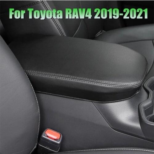 For Toyota RAV4 2019 2020 2021 Black Leather Car Central Armrest Cover Armrest Box Case Car Accessories ForToyota RAV-4 XA50