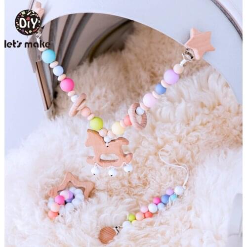 Lets Make Stroller Toy Food Grade Silicone Teething Toys BPA Free Silicone Beads Baby Product Paicifer Clips Christmas Gift Set