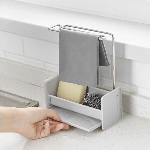 Home Kitchen Living Room Stainless Steel Storage Box Brush Finish Ball Burlap Sponge Ball Peeling Brush Storage Rack