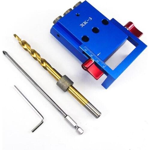 Hole Puncher Locator Woodworking Pocket Hole Jig Kit 9.5mm Angle Drill Guide Set Jig Drill Bit Set For DIY Carpentry Tools XK-3