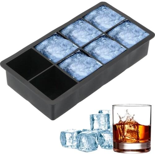 Ice Tray Mold for Ice Candy Cake Pudding Chocolate Molds 4/8-Cavity Silicone Ice Cube Maker Square Shape Large Ice Cube Mould