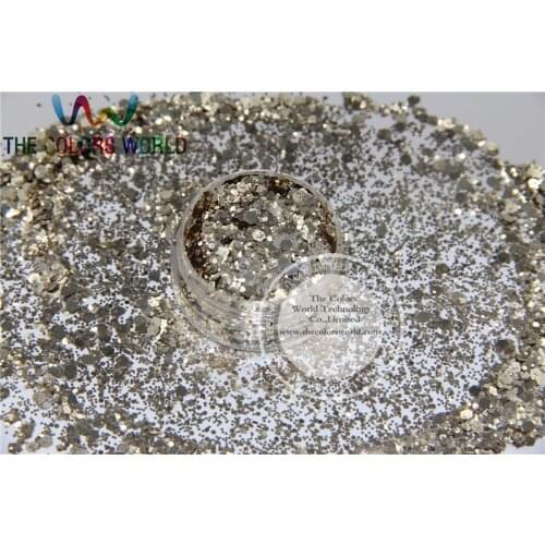 H22516-116 Mix size Platinum Gold Colors Hexagon shape Hex Glitter for Nail art and DIY supplies1pack=50g