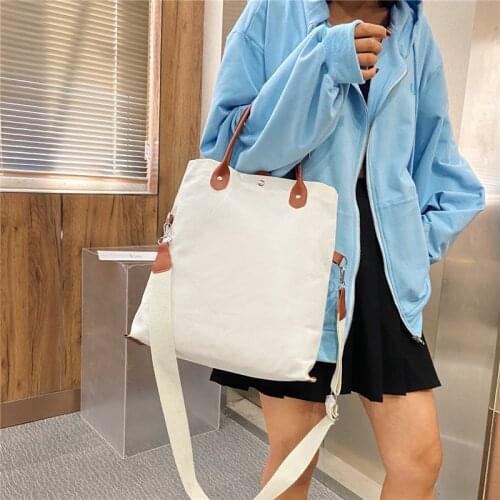 PURFAY Canvas Capacity Women Shoulder Bag Fashion Cotton Tote Shopper Bag Eco Reusable Travelling bag Cloth Messenger Bag