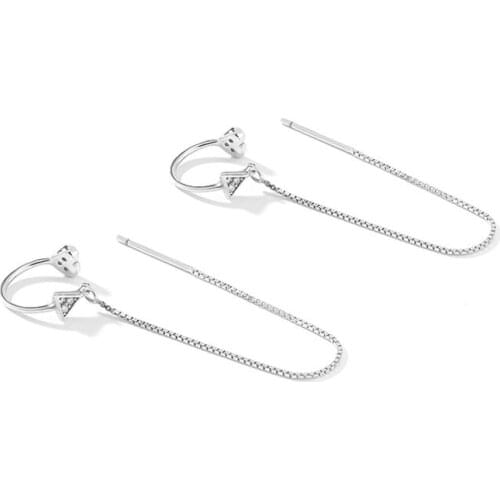 Delicate Jewelry Ear Clip Earring Fashion Sweet High Quality Zircon Dangle Chain Metal Ear Clip Earring For Celebration Gift