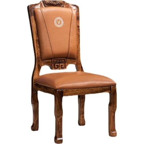 YL Chinese Leather Dining Chair Modern Minimalist Solid Wood Restaurant Home Chair Furniture