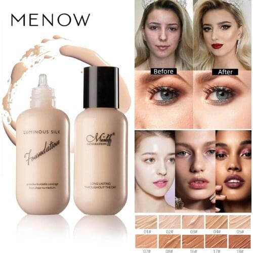 MENOW face makeup foundation cream 10 colors nude beige ivory pigment waterproof long lasting nude makeup concealer F625