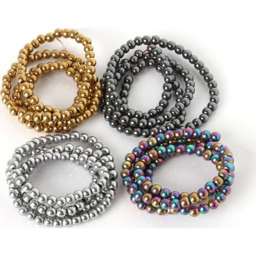 Natural Stone Black Hematite beads Round Loose bead Stone Beads100pcs/lot 4MM For DIY Necklace Jewelry Bead bracelet Making