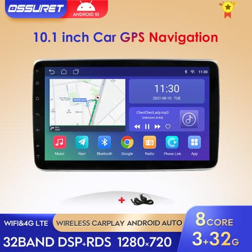 10.1" Android 10 Universal Car Radio Multimidia Navigation Rotatable Screen 2G+32G Autostereo BT WiFi 1din 4G LTE FM USB DVR OBD
