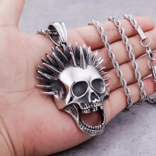 Retro hip hop skull stainless steel mens titanium steel exaggerated ghost head punk pendant jewelry