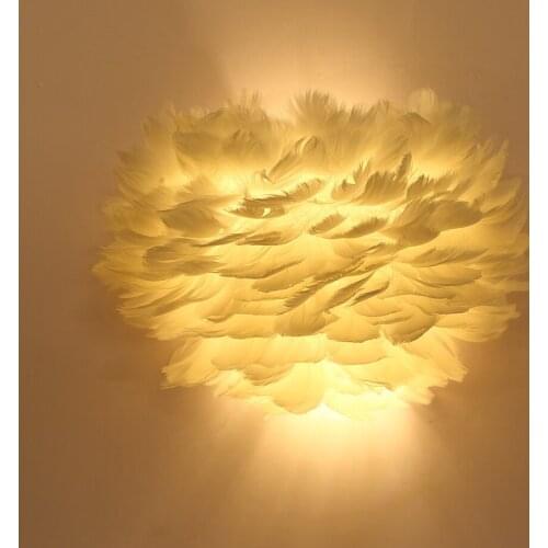 Nordic Feather LED Wall Lamps With E14 Base Bedroom Bedside Creative Wall Light Hotel Restuarant Corridor Wall Light lw514203py