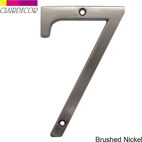 House Number 101mm Flush Mount Brushed Nickel Metal Number Door Address Number Zinc Alloy Screw Mounted Outdoor Address Sign #7