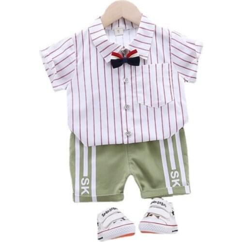 New Fashion Summer Baby Boys Clothes Suit Children Striped Shirt Shorts 2Pcs/Sets Toddler Sports Casual Costume Kids Tracksuits