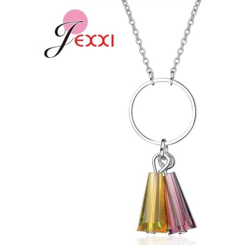 New Fashion Colorful Irregular Geometry Cubic Zirconia Woman Girls Banquet Party Accessories 925 Sterling Silver Necklace
