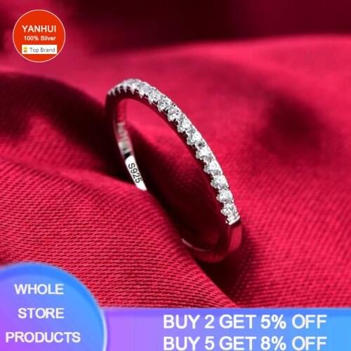 With Certificate Original Silver 925 Ring 2mm Micro Zircon Finger Stacking Rings Engagement Wedding Band Dainty Gift for Women