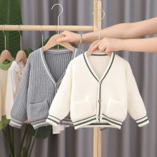 2020 Autumn New Children Clothing Solid Color Cardigan Boys And Girls Jacket Christmas Sweater Jacket Baby Clothes Winter Coat