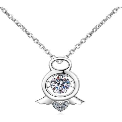 ANZIW 925 Sterling Silver Moissanite Diamond Simple Dancing Neckalces Silver 5mm Necklaces Women Wedding Engagement Jewery Gifts