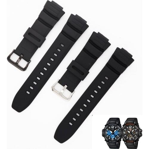 Durable Anti-fall Strap For Casio MCW 100H 110H W-S220 HDD-S100 Fashion Silicone Replacement Black Sports Wrist Strap WatchBands