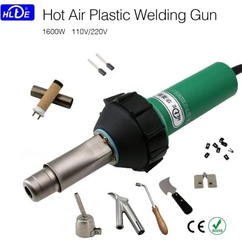 HLTE 1600W Industrial Plastic Hot Air Welding Gun Heat Gun 5mm round speed welding nozzle slotting knife moon knife