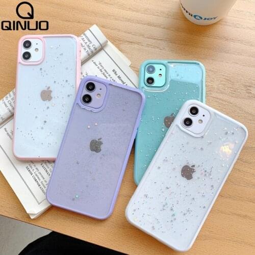 Clear Bling Glitter Phone Case For iPhone 11 Pro Max XS SE 2020 X XR 7 8 Plus 6 6S Star Sequin Transparent Soft Shockproof Cover