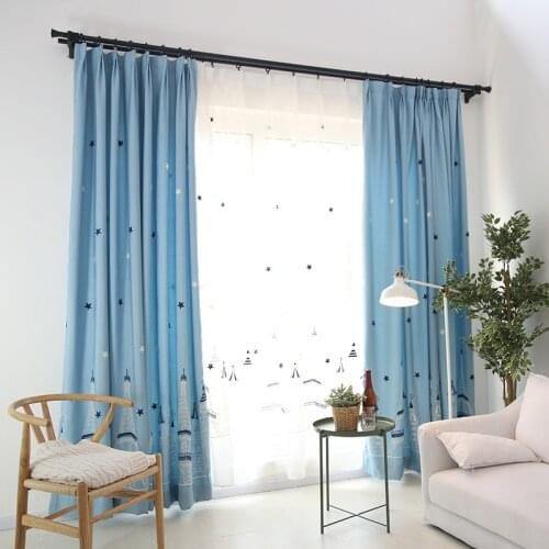 New Modern Castle Stars Embroidered Curtains For Childrens Room Tulle Curtains For Bedroom Grils
