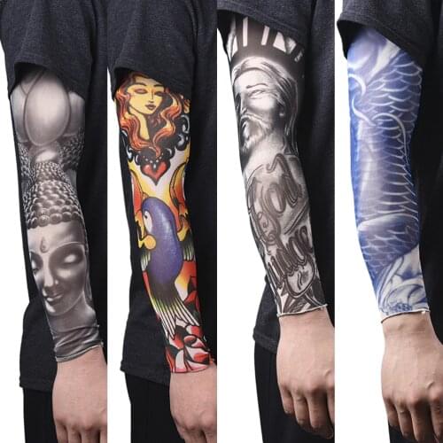 1PCS 46cm Driving Sunscreen Arm Tatoo Sleeve Man Woman Cool Cycling Temporary Flash Tattoo Stretchy Scorpion Fake Sleeves