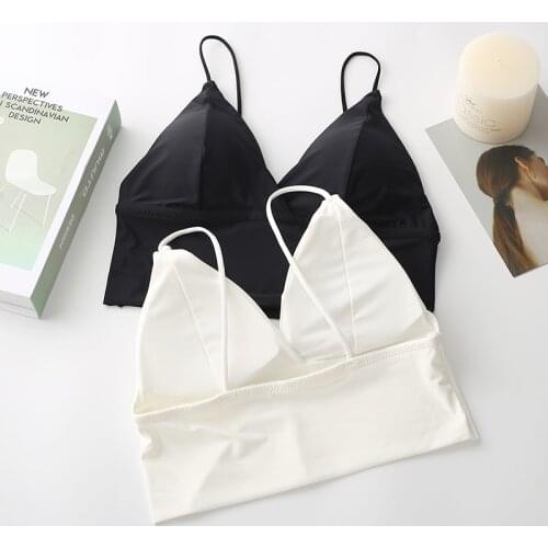 Women Ice Silk Bras Sexy Deep V Seamless Bralette Cozy Wireless Underwear Beauty Back Push Up Lingerie Tube Top нижнее белье