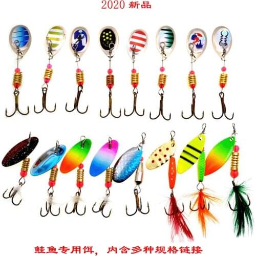 1 Set New Spinner Lure Hard Bait Spoon Lure Metal Lure Feather Treble Hook With Box Fishing Tackle Bass Fishing Pesca