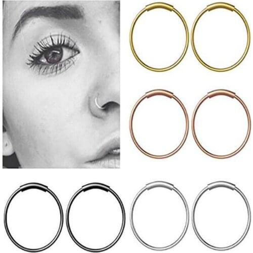1pcs 22g Steel Hinged Clicker Seamless Piercing Nose Ring Hoop Lip Ear Ring-6/8/10mm Body Jewelry Piercing Clip Gift