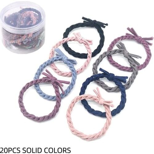 20Pcs/Lot Girls Hair Accessories Gift Box Set Bows Elastic Hair Bands Solid Color Headband Cute Scrunchies Hair Bands for Kids