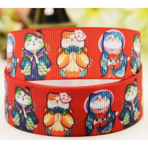 22mm 25mm 38mm 75mm Plutus cat Cartoon printed Grosgrain Ribbon party decoration 10 Yards X-03796