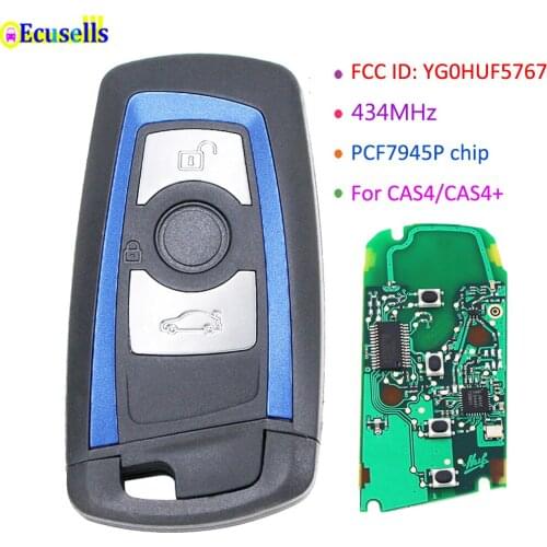 3 buttons Remote Key 434MHz YGOHUF5767 For BMW 5 7 F Series X5 X6 F20 F21 F30 F31 740 750 CAS4 CAS4+ with PCF7945P chip Blue