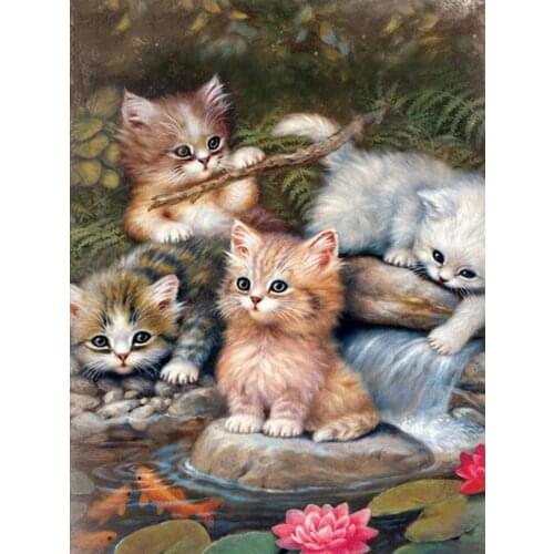 5D DIY Diamond Painting Cat Cross Stitch Cartoon Animal Embroidery Kit Rhinestone Mosaic Decoration Home Wall Treatment