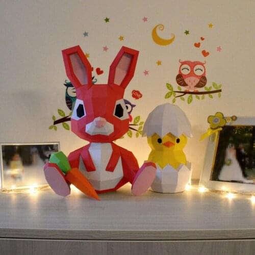 40Cm 3D Paper Model Rabbit Desktop Papercraft Decoration DIY Stereo Origami Handmade Craft Cute Gift Children Educational Toys
