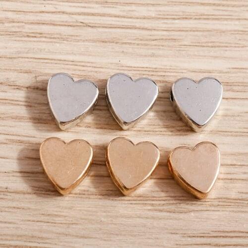 30pcs 8*8mm Zinc Alloy Gold Color Love Heart Charms Beads for Jewelry Findings Necklaces Pendants Earrings Handmade DIY Making