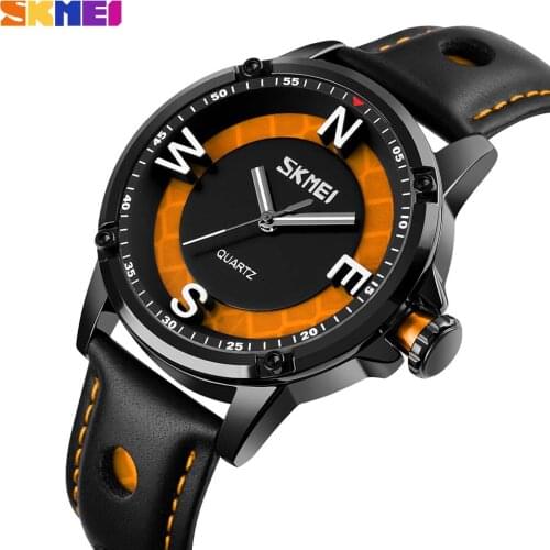 SKMEI Top Brand Luxury Men Quartz Watches Sports Military Clock Business Waterproof Leather Strap Male Wristwatches reloj hombre