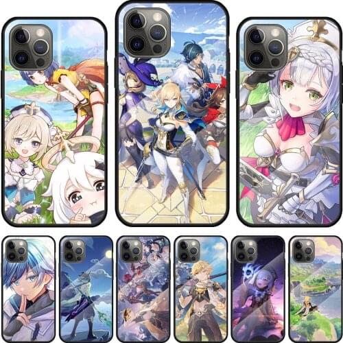 Funda Genshin Impacts Game Tempered Glass Cover For Apple IPhone 12 Mini 11 Pro XS MAX XR X 8 7 6S 6 Plus Phone Case Coque