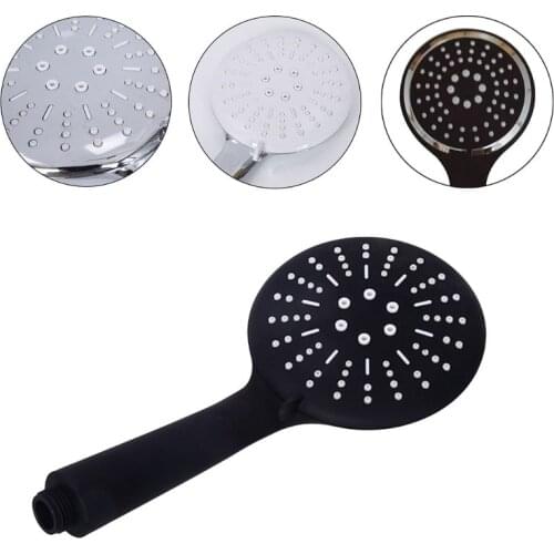 Black Round Bathroom Shower Head Adjustable Handheld Rainfall Spray Hand Shower