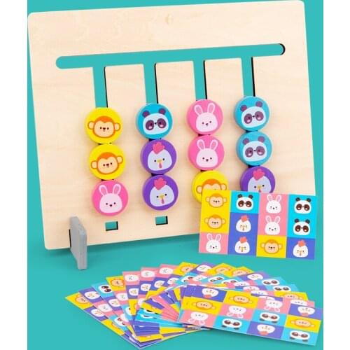 Children Wooden Toy Montessori Toy Colors and Animal Double Sided Matching Game Logical Reasoning Training Kids Educational Toys
