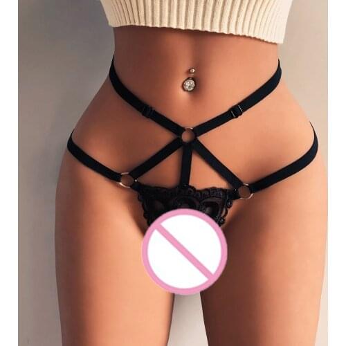 Women Sexy Lingerie Erotic Open Crotch Panties Lace Transparent Crotchless Underwear Underpants Lace Sexy G-String Hot Sale