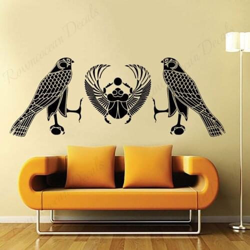 Egyptian Mythology Scarab Horus Acient Vinyl Home Decor Wall Sticker Removable Self-adhesive Mural Room Decals Wallpaper 4615