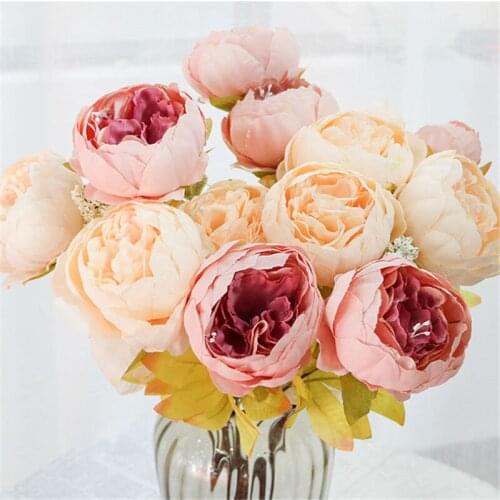 13 Head Peony Artificial Flowers Wedding Decoration Peony Bouquet Fake Flowers Living Room Garden Home Decoration Accessories
