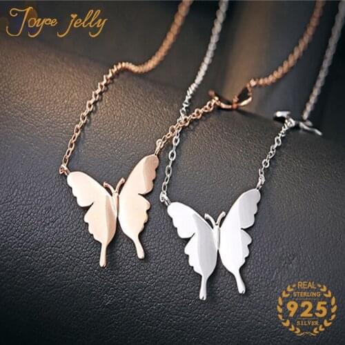 JoyeceJelly Classic 925 Sterling Silver Women Necklace Butterfly Shape Silver Pendant 2020 Women Accessories Jewelry Gift
