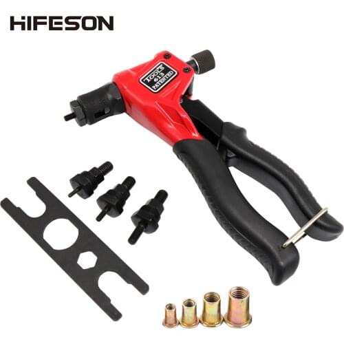 HIFESON 8'' BT-613 Nut Riveter Guns with 40 pcs Nuts Single Hand Manual Riveter Hand Riveting Rivnut Tool M3/M4/M5/M6