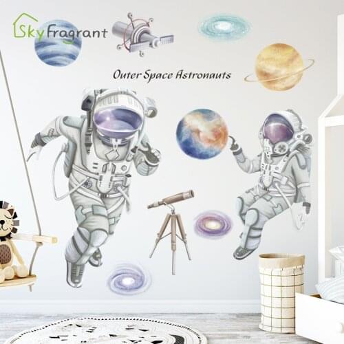 Creative wall sticker universe space astronaut cartoon kids room decoration self-adhesive stickers wall decor room dceoration