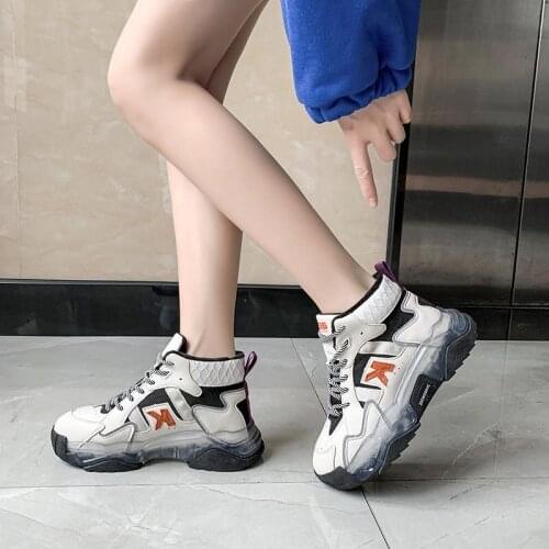 Winter Women Chunky Sneakers Vulcanized Shoes Fashion Transparent Sole White Platform Sneakers Plush Keep Warm Casual Shoes 5cm