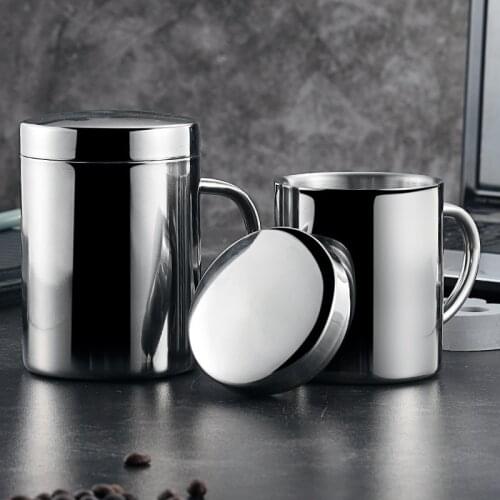 Double Wall 304 Stainless Steel Tea Mug Portable Cup Travel Tumbler Coffee Jug Milk Tea Cups Double Office Water Mugs With Cover